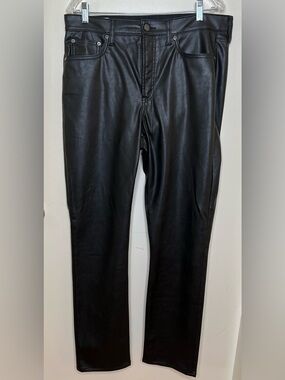 Gap Vintage Slim High Rise Straight Black Faux Leather Pants,  32/14 Tall